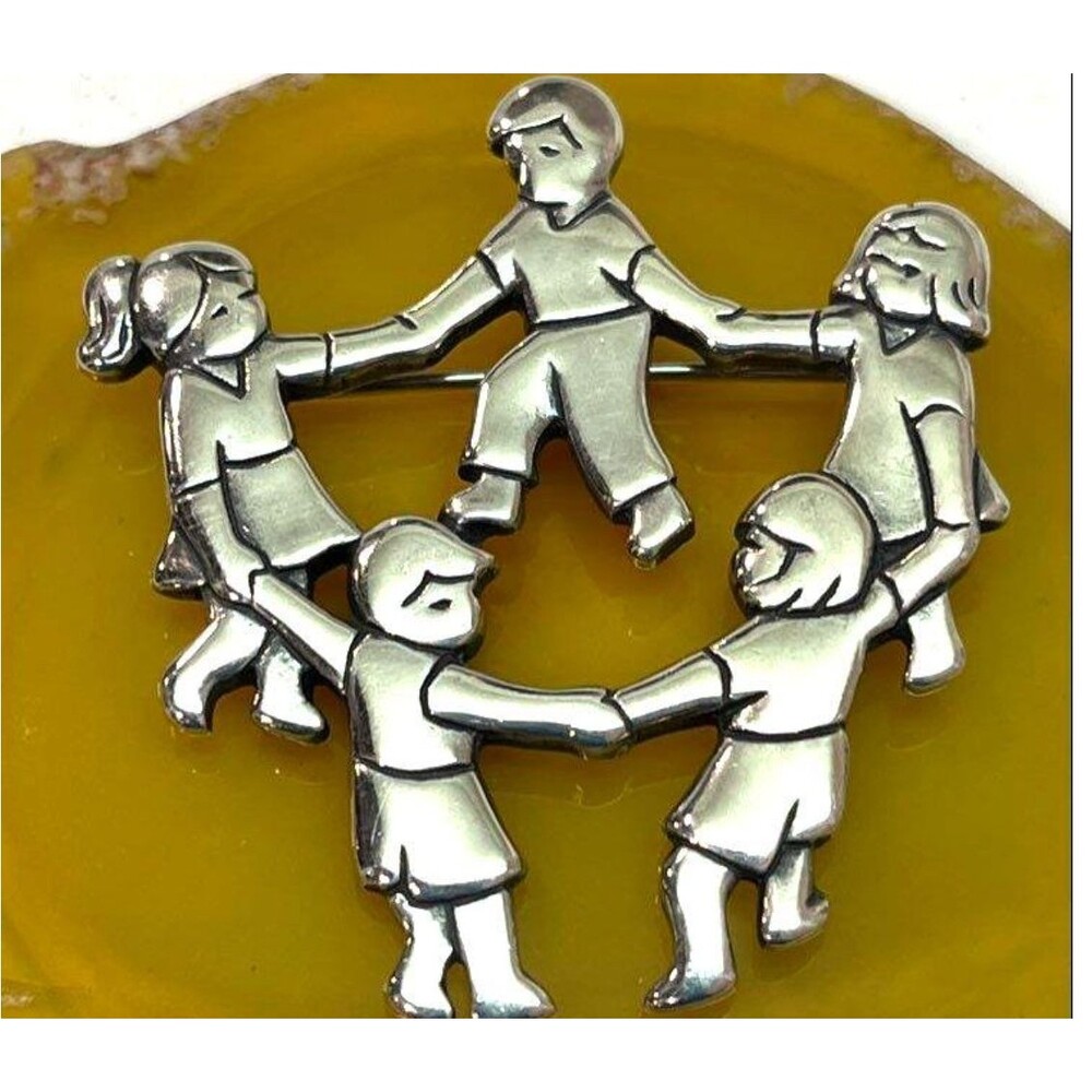 Retired James Avery Sterling Silver "Ring Around the Rosie" Brooch Pin (14.3g)
